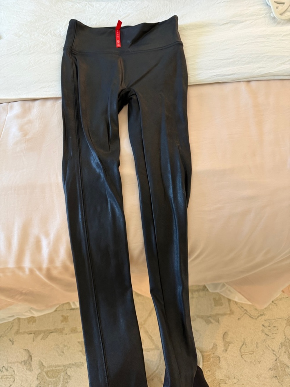 SPANX Black Faux-Leather Sculpting Leggings